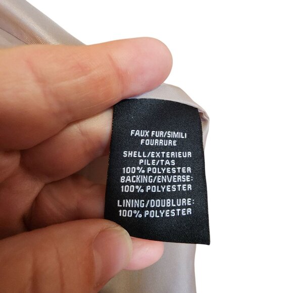 7 For All Mankind Gray Faux Fur Chubby Jacket Womens Size S - Picture 6 of 7